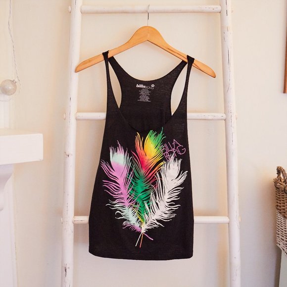 Billabong Neon Black Feather Racerback Tank - Picture 1 of 2